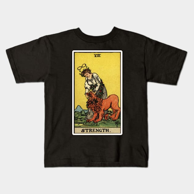 VIII. Strength Tarot Card Kids T-Shirt by wildtribe